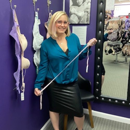 Dana in Dressing Room with Tape Measure